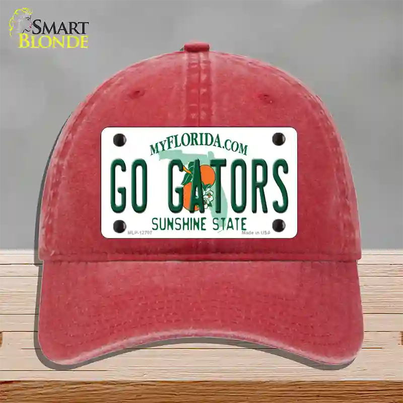 Go Gators Novelty License Plate Hat Unconstructed Cotton / Red