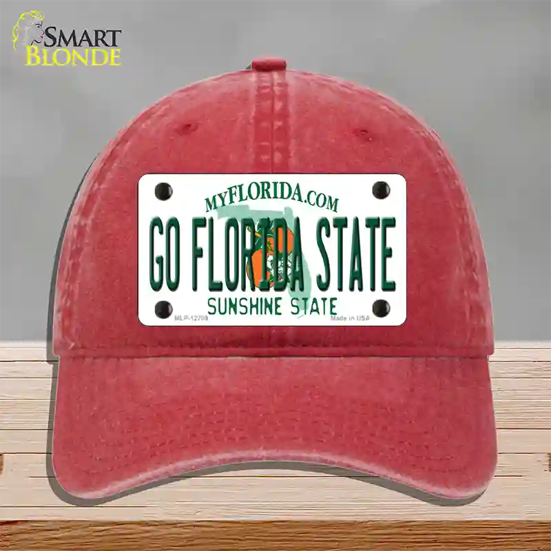 Go Florida State Novelty License Plate Hat Unconstructed Cotton / Red