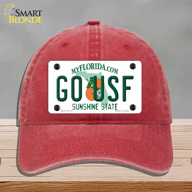 Go USF Novelty License Plate Hat Unconstructed Cotton / Red