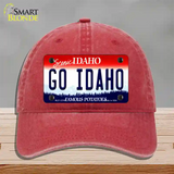 Go Idaho Novelty License Plate Hat Unconstructed Cotton / Red