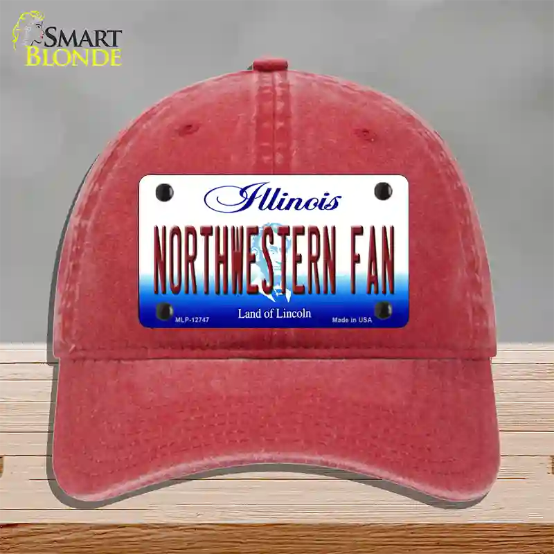 Northwestern Fan Novelty License Plate Hat Unconstructed Cotton / Red