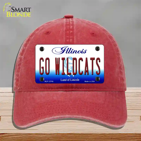 Go Wildcats Illinois Novelty License Plate Hat Unconstructed Cotton / Red