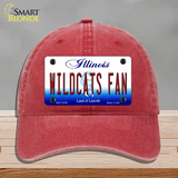 Wildcats Fan Illinois Novelty License Plate Hat Unconstructed Cotton / Red