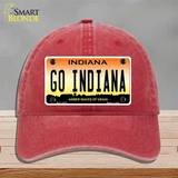 Go Indiana Novelty License Plate Hat Tag Unconstructed Cotton / Red