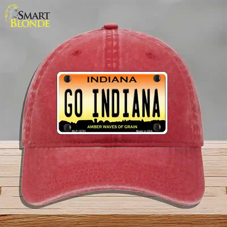 Go Indiana Novelty License Plate Hat Tag Unconstructed Cotton / Red