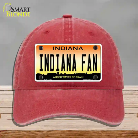 Indiana Fan Novelty License Plate Hat Tag Unconstructed Cotton / Red