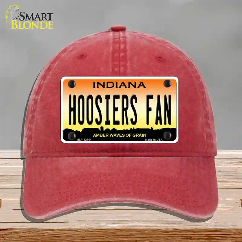 Hoosiers Fan Novelty License Plate Hat Tag Unconstructed Cotton / Red