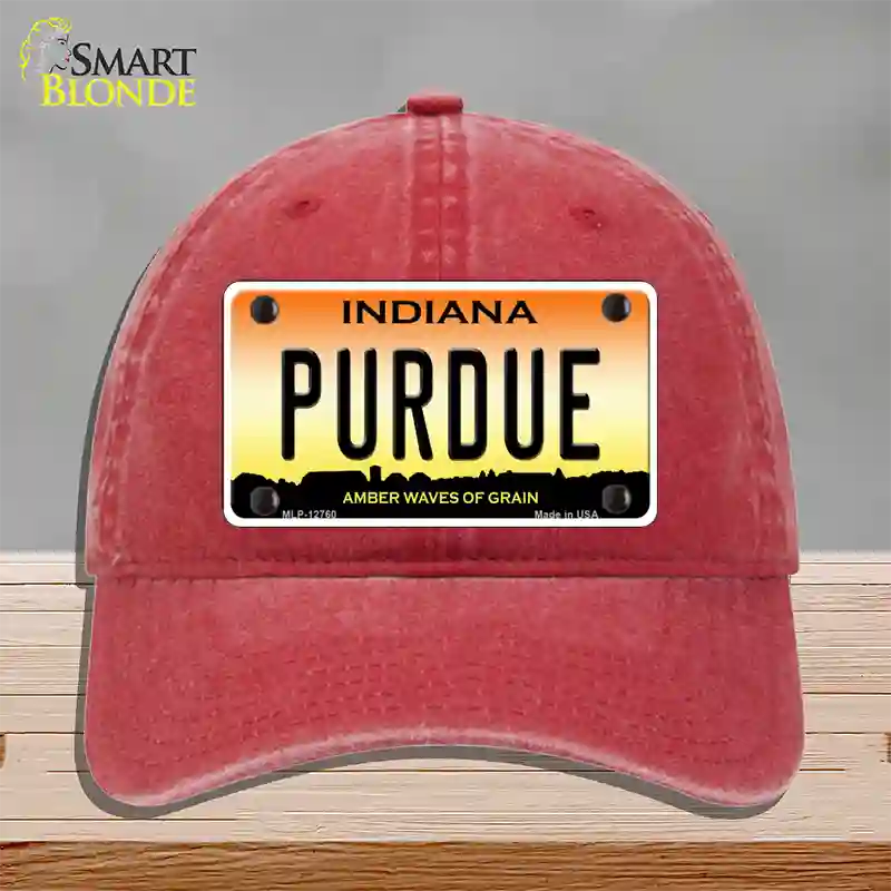 Purdue Novelty License Plate Hat Tag Unconstructed Cotton / Red