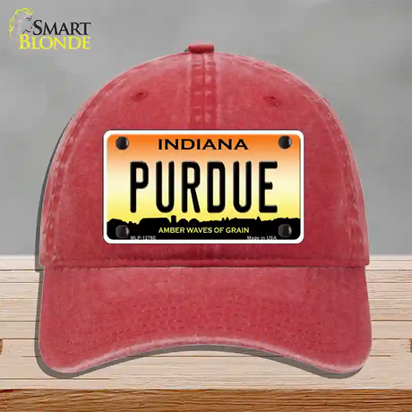 Purdue Novelty License Plate Hat Tag Unconstructed Cotton / Red