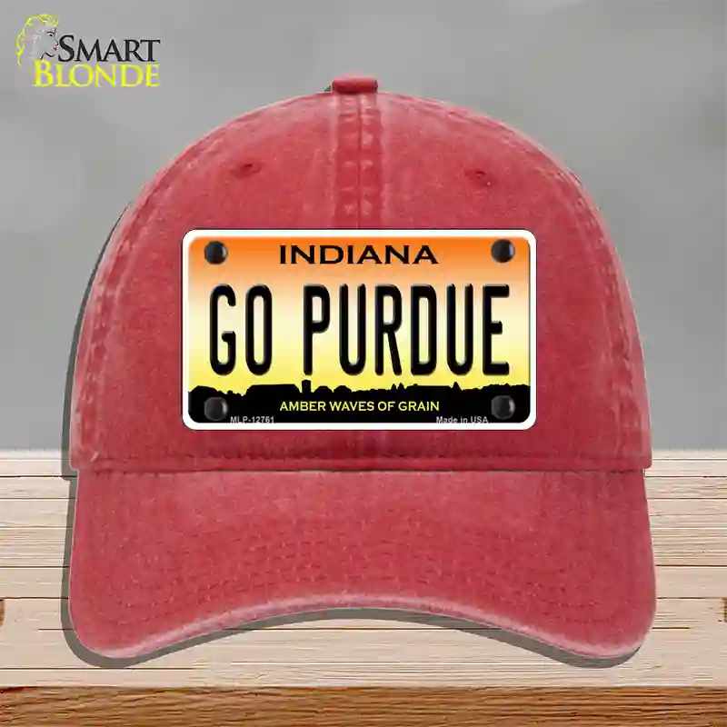 Go Purdue Novelty License Plate Hat Tag Unconstructed Cotton / Red