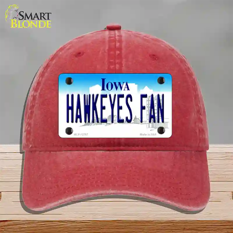 Hawkeyes Fan Novelty License Plate Hat Unconstructed Cotton / Red