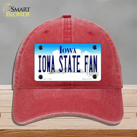 Iowa State Fan Novelty License Plate Hat Tag Unconstructed Cotton / Red