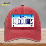 Go Cyclones Novelty License Plate Hat Tag Unconstructed Cotton / Red