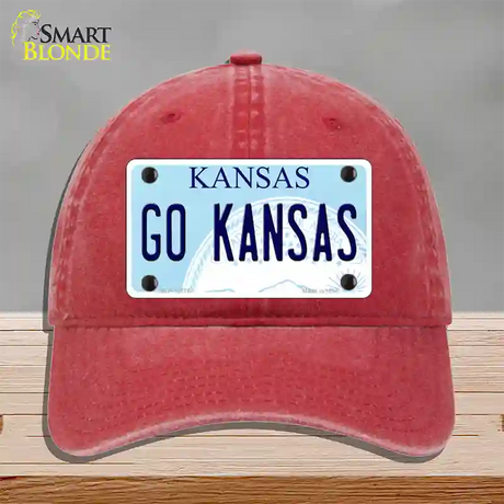 Go Kansas Novelty License Plate Hat Tag Unconstructed Cotton / Red