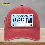 Kansas Fan Novelty License Plate Hat Tag Unconstructed Cotton / Red