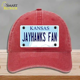 Jayhawks Fan Novelty License Plate Hat Tag Unconstructed Cotton / Red