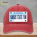 Kansas State Fan Novelty License Plate Hat Tag Unconstructed Cotton / Red