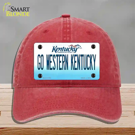 Go Western Kentucky Novelty License Plate Hat Tag Unconstructed Cotton / Red