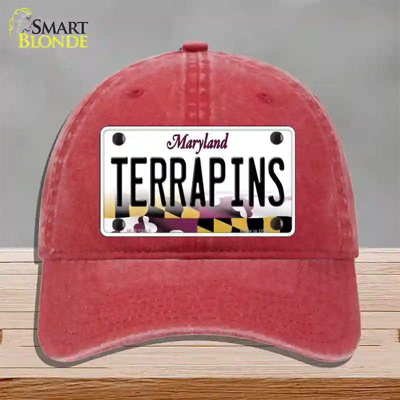 Terrapins Novelty License Plate Hat Tag Unconstructed Cotton / Red