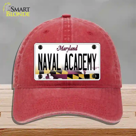 Naval Academy Novelty License Plate Hat Tag Unconstructed Cotton / Red