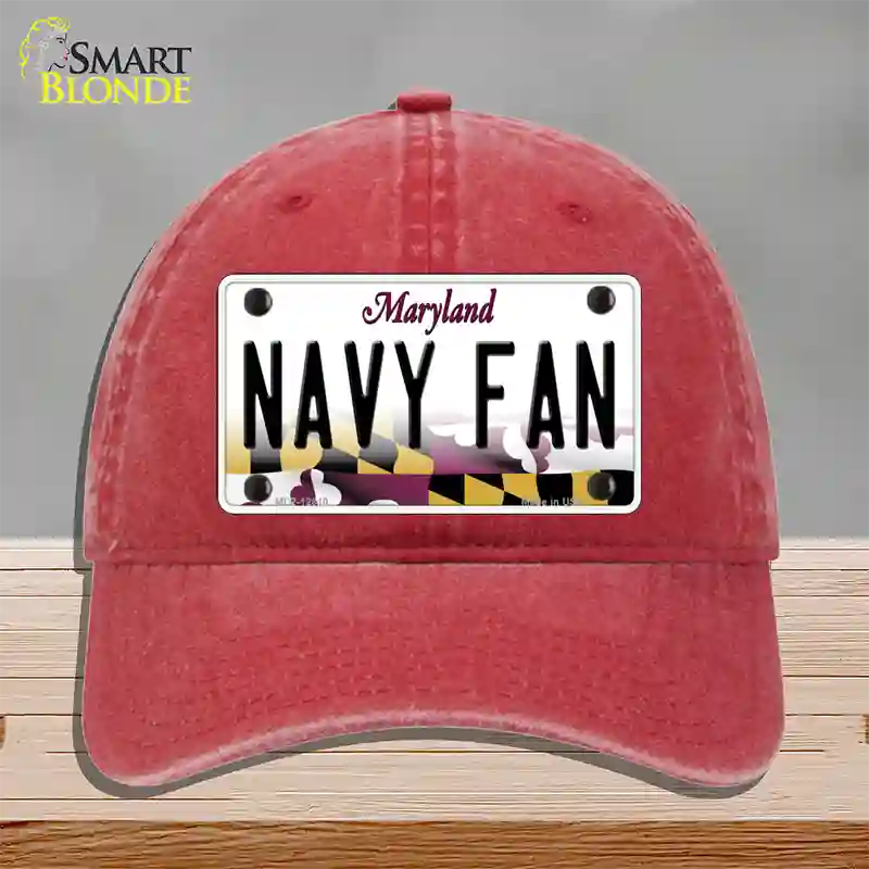 Navy Fan Novelty License Plate Hat Tag Unconstructed Cotton / Red