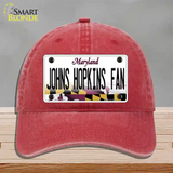 Johns Hopkins Fan Novelty License Plate Hat Unconstructed Cotton / Red