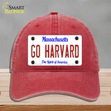 Go Harvard Novelty License Plate Hat Unconstructed Cotton / Red