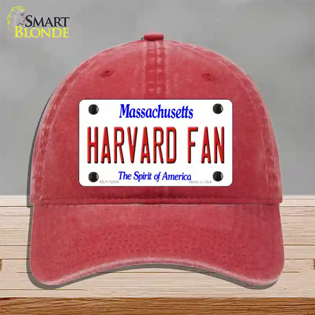 Harvard Fan Novelty License Plate Hat Unconstructed Cotton / Red