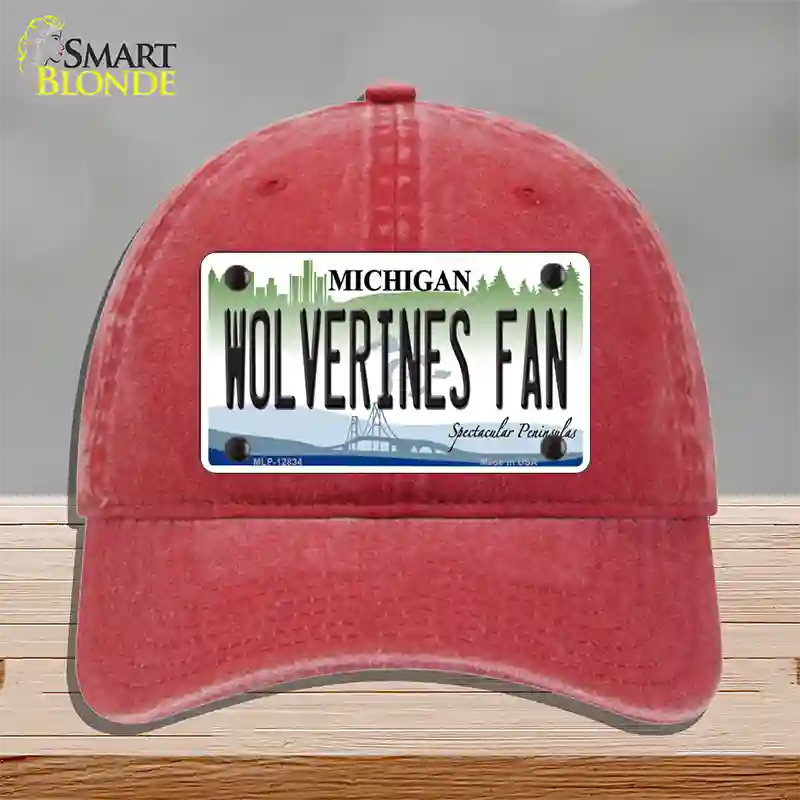 Wolverines Fan Novelty License Plate Hat Unconstructed Cotton / Red