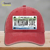 Go Michigan State Novelty License Plate Hat Unconstructed Cotton / Red