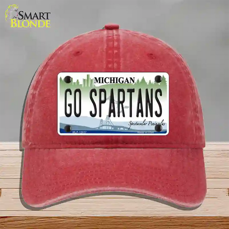 Go Spartans Novelty License Plate Hat Unconstructed Cotton / Red