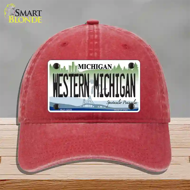 Western Michigan Novelty License Plate Hat Unconstructed Cotton / Red