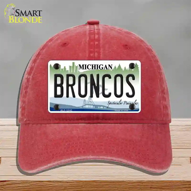 Broncos Michigan Novelty License Plate Hat Unconstructed Cotton / Red