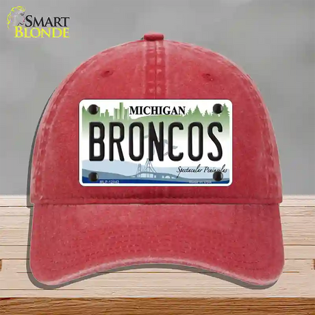 Broncos Michigan Novelty License Plate Hat Unconstructed Cotton / Red