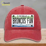 Broncos Fan Michigan Novelty License Plate Hat Unconstructed Cotton / Red