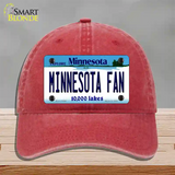 Minnesota Fan Novelty License Plate Hat Unconstructed Cotton / Red