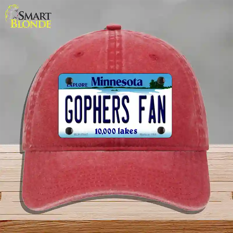 Gophers Fan Novelty License Plate Hat Unconstructed Cotton / Red