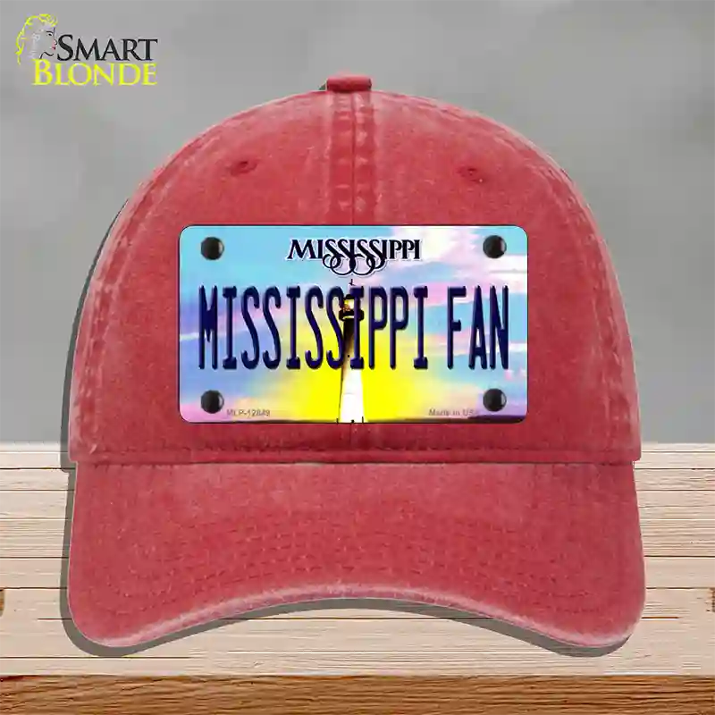 Mississippi Fan Novelty License Plate Hat Unconstructed Cotton / Red