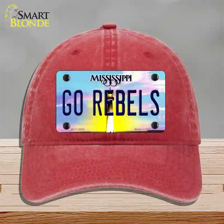 Go Rebels Novelty License Plate Hat Unconstructed Cotton / Red