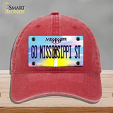 Go Mississippi State Novelty License Plate Hat Unconstructed Cotton / Red