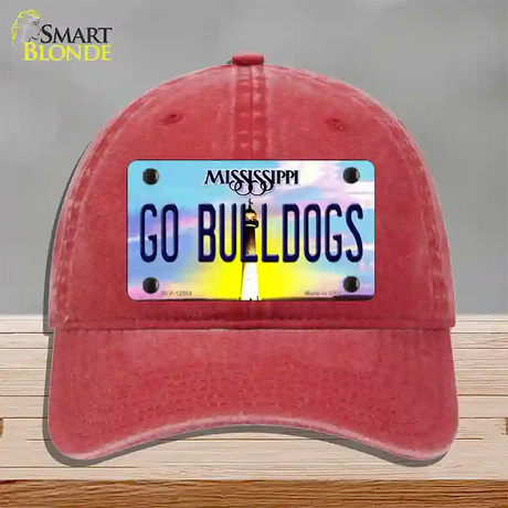 Go Bulldogs Mississippi Novelty License Plate Hat Unconstructed Cotton / Red