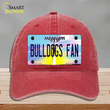 Bulldogs Fan Mississippi Novelty License Plate Hat Unconstructed Cotton / Red