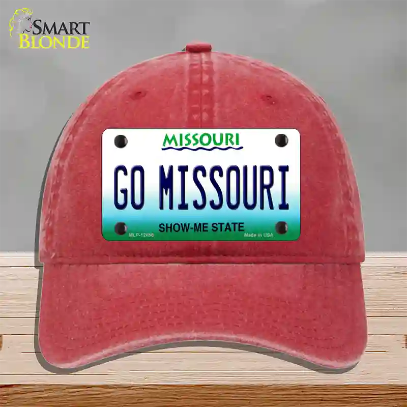 Go Missouri Novelty License Plate Hat Unconstructed Cotton / Red