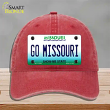 Go Missouri Novelty License Plate Hat Unconstructed Cotton / Red