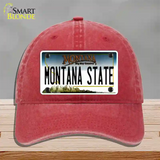 Montana State Univ Novelty License Plate Hat Unconstructed Cotton / Red