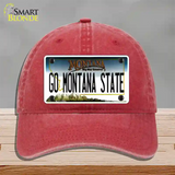 Go Montana State Novelty License Plate Hat Unconstructed Cotton / Red