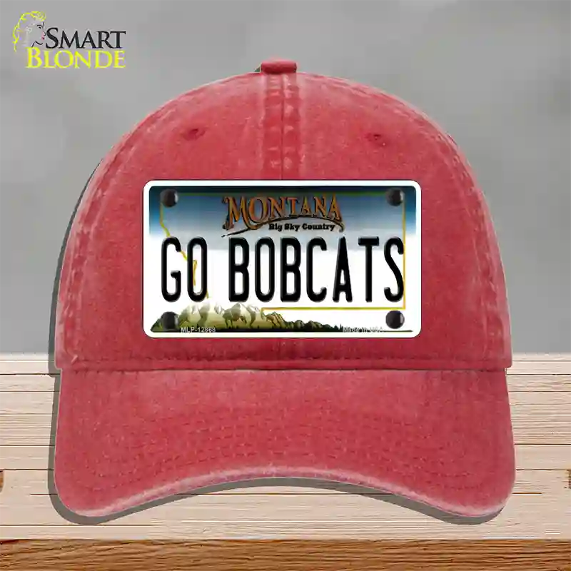 Go Bobcats Novelty License Plate Hat Unconstructed Cotton / Red