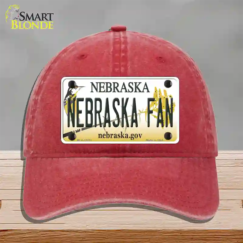 Nebraska Fan Novelty License Plate Hat Unconstructed Cotton / Red