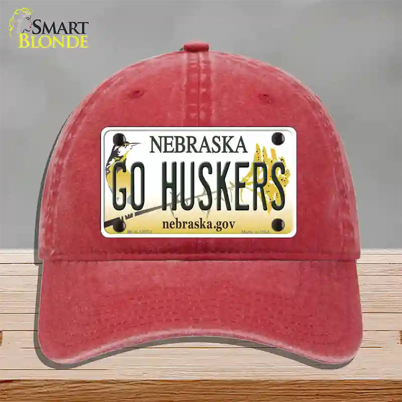 Go Huskers Novelty License Plate Hat Unconstructed Cotton / Red