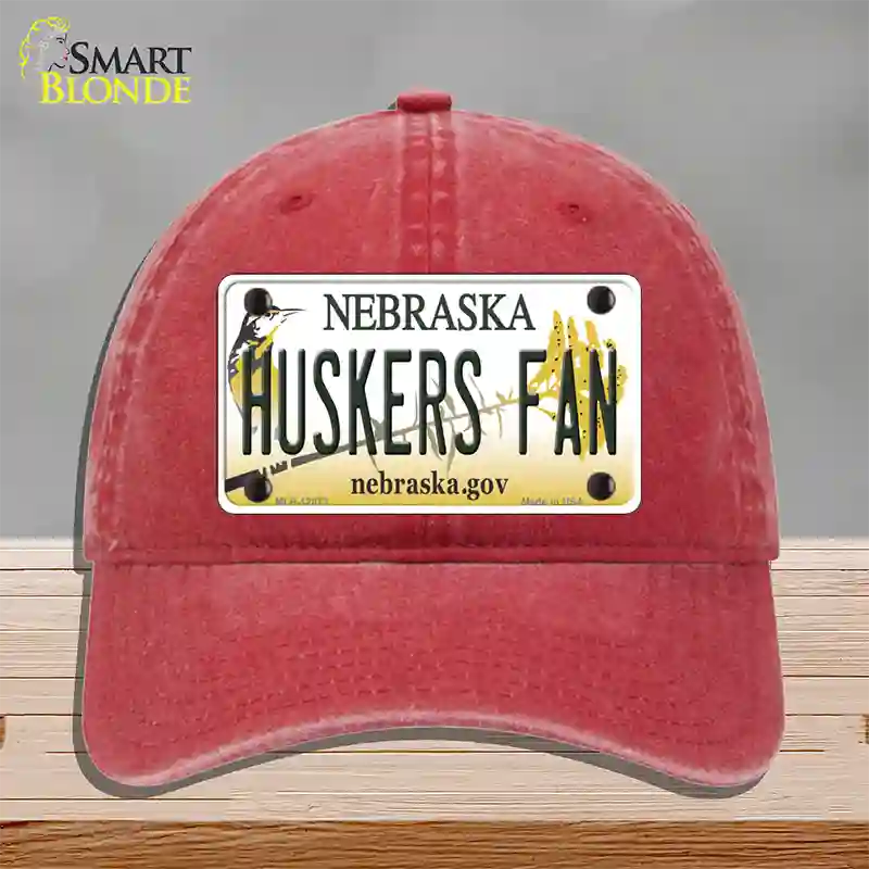 Huskers Fan Novelty License Plate Hat Unconstructed Cotton / Red